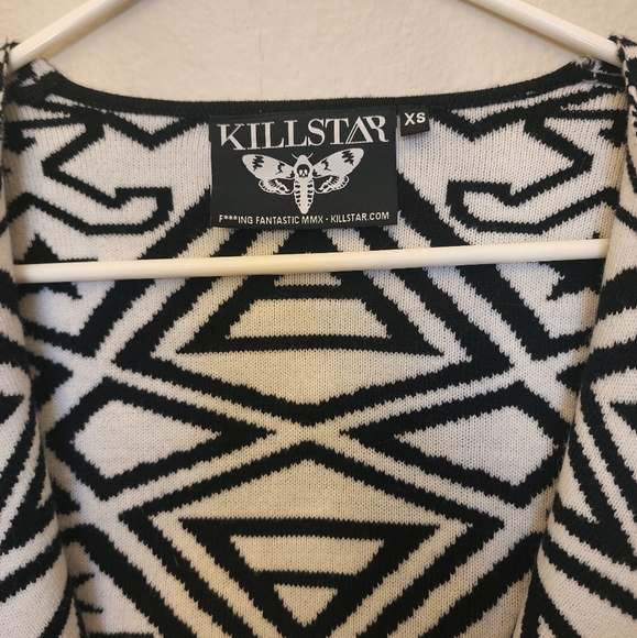 Killstar occult cropped cardigan | Black and White | thelema knit wrap sweater - Picture 4 of 6